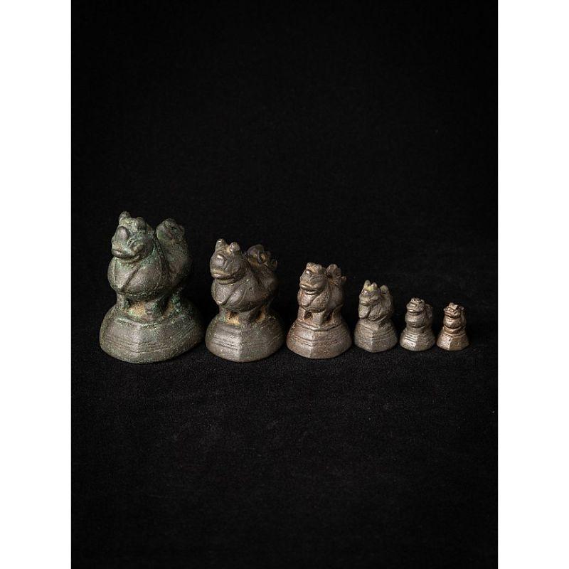 Set of 6 Antique Bronze Opium Weights from Burma For Sale 2