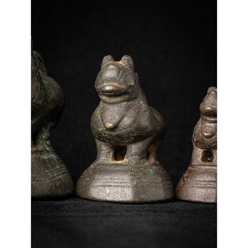 Set of 6 Antique Bronze Opium Weights from Burma For Sale 4