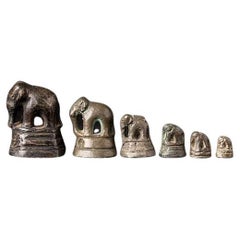 Set of 6 Antique Bronze Opium Weights from Burma