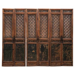 Set of 6 Antique Chinese Lattice Panels
