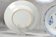 Set of 6 Antique Chinese Porcelain Blue White Porridge Dinner Plates, 18th Cent