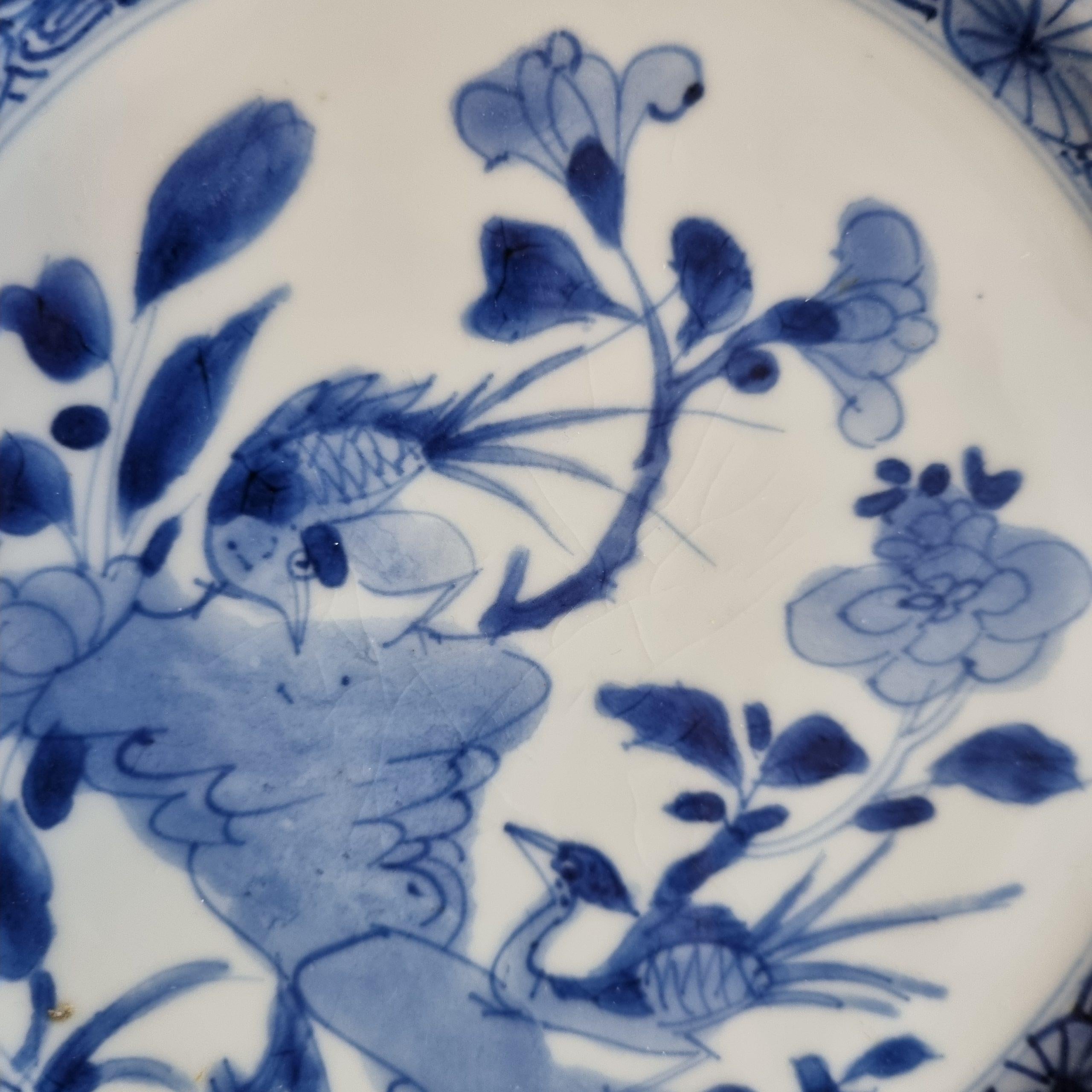 Set von 6 antiken chinesischen Kangxi/Yongzheng-Esstellern aus Porzellan in Blau und Weiß (Chinesisch) im Angebot