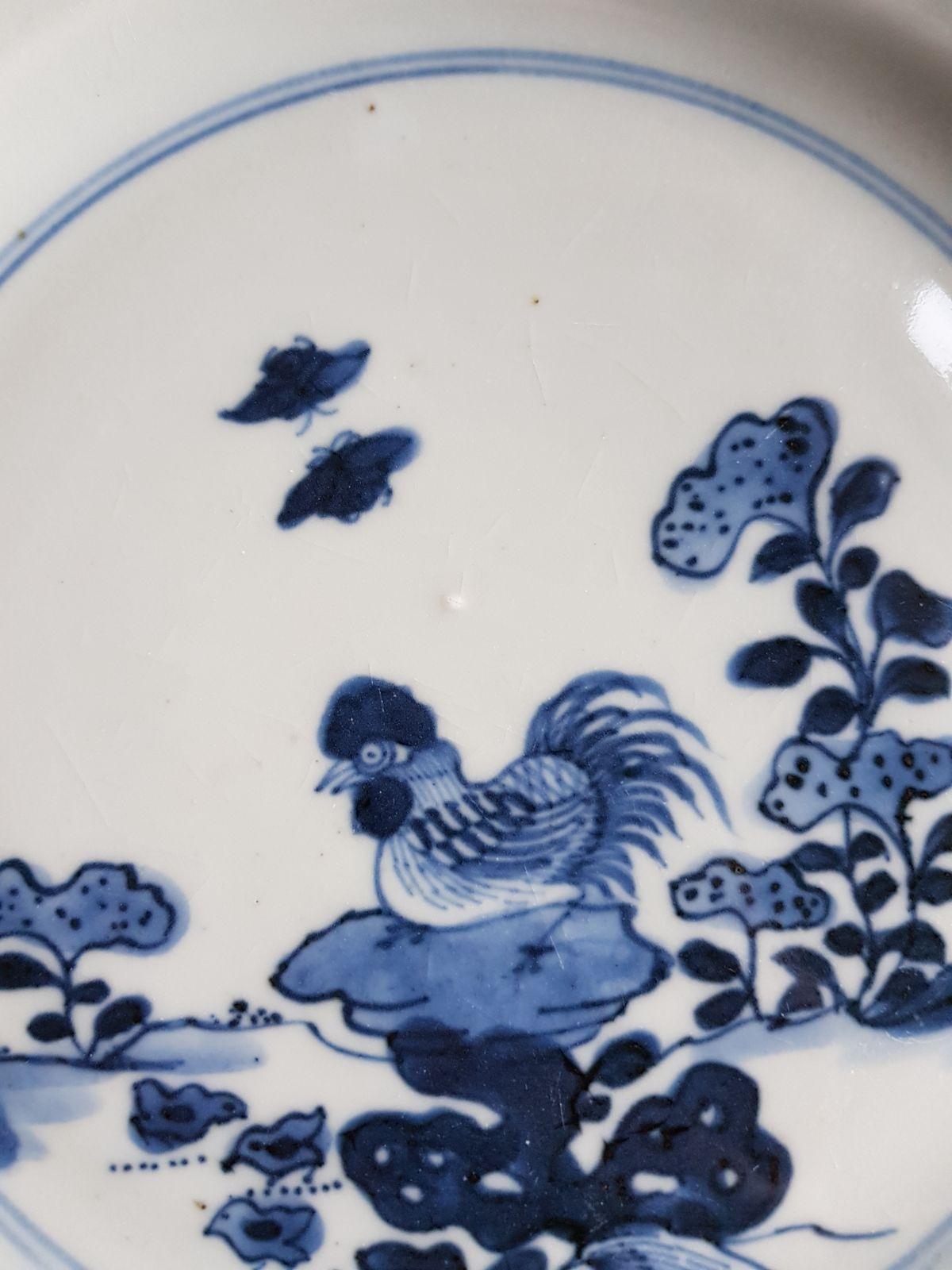 Set of 6 Antique Chinese Porcelain Plates Rooster Rock in Garden Qianlong In Good Condition For Sale In Amsterdam, Noord Holland