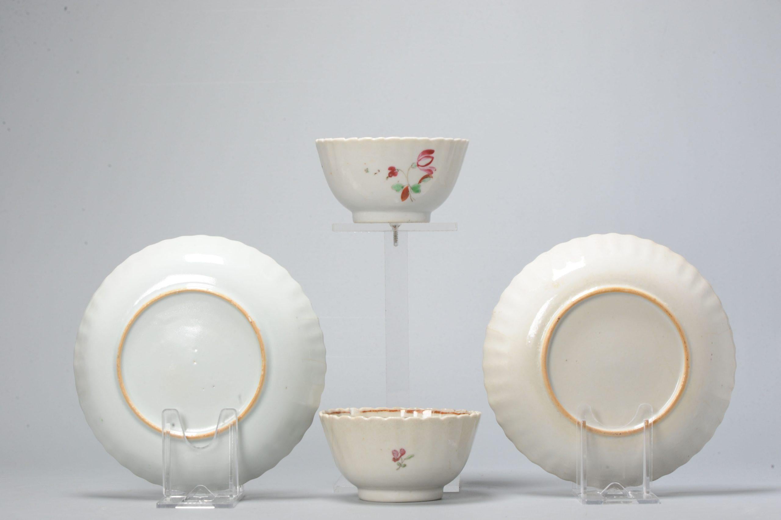 Set von 6 antiken chinesischen Porzellan-Teeservice Chine de Commande Qianlong-Periode, 18. Jahrhundert  (Chinesisch) im Angebot