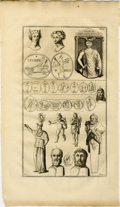 Set of 6 Antique Classical Antiquities Engravings, Sculpture & Medals, 18th C.