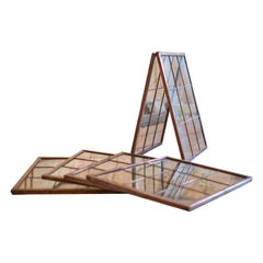 Ensemble de 6 couvercles cloche anciennes, anglais, cuivre, verre d'un quart de pouce, victorien