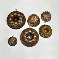 Set of 6 Antique Copper Baking Molds – Decorative 19th/20th Century Kitchenware