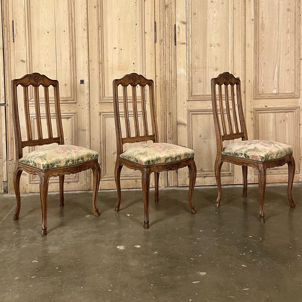 Oak Set of 6 Antique Country French Dining Chairs
