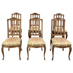 Set of 6 Antique Country French Dining Chairs