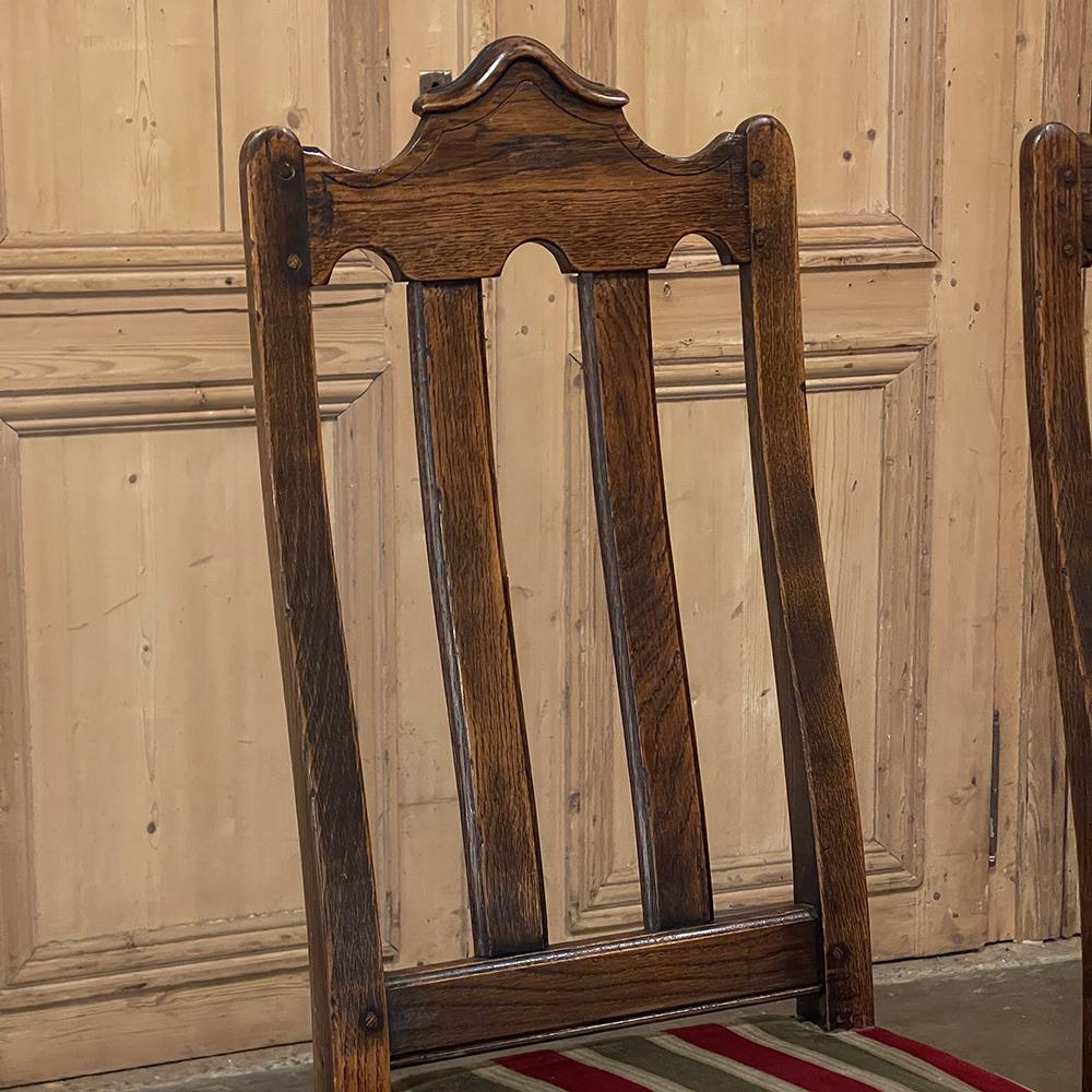 Set of 6 Antique Country French Upholstered Dining Chairs For Sale 5