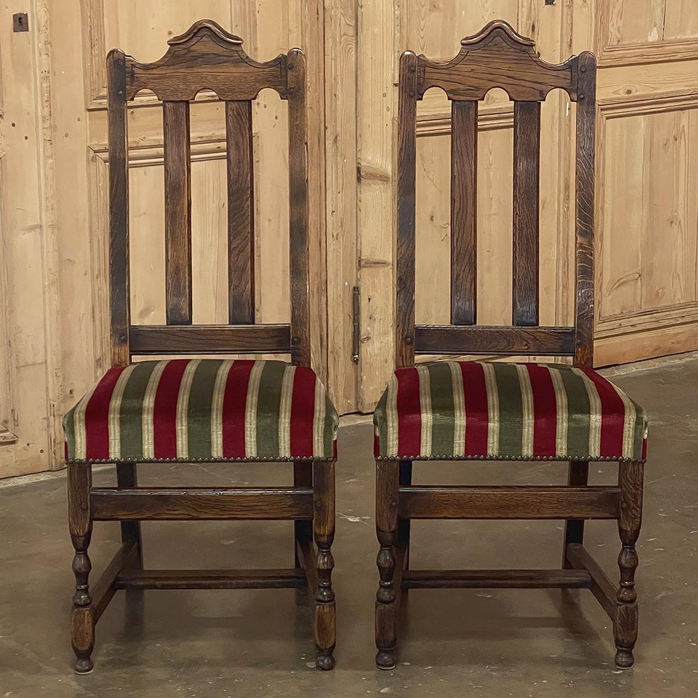 Satz von 6 antiken französischen gepolsterten Esszimmerstühlen im Landhausstil im Zustand „Gut“ im Angebot in Dallas, TX
