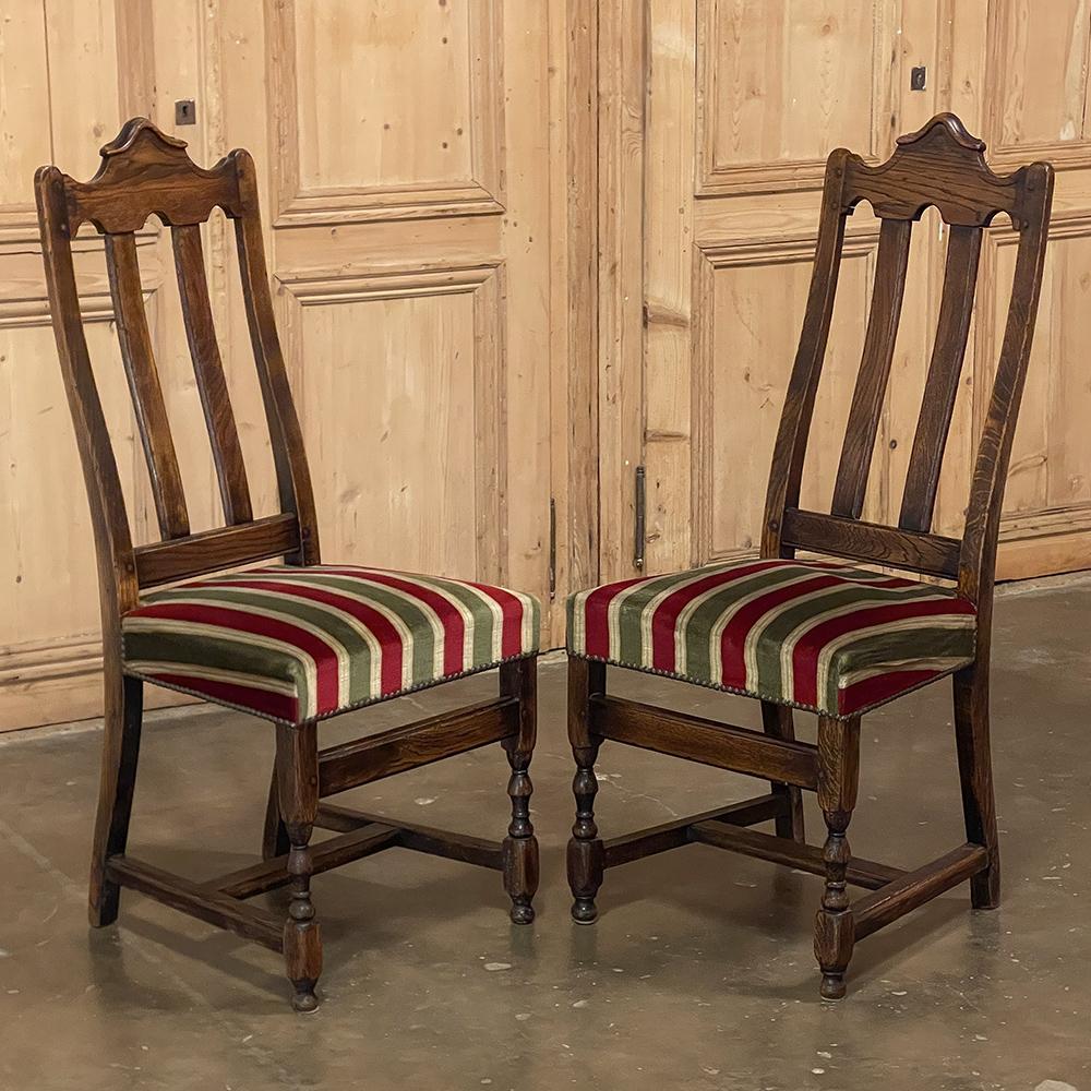 Set of 6 Antique Country French Upholstered Dining Chairs For Sale 2