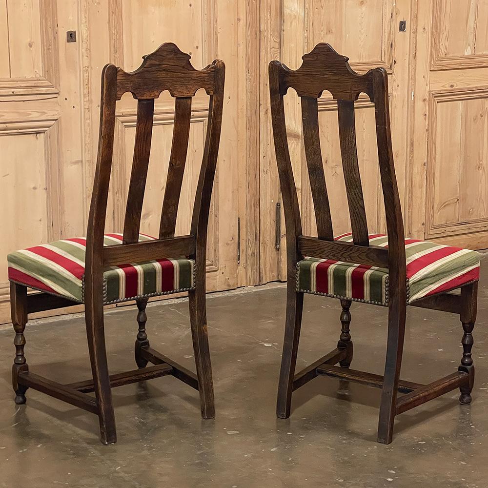 Set of 6 Antique Country French Upholstered Dining Chairs For Sale 3