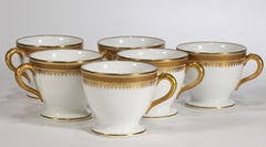 Set of 6 Antique Delinières Limoges Porcelain Mugs Cups, France 1894-1900