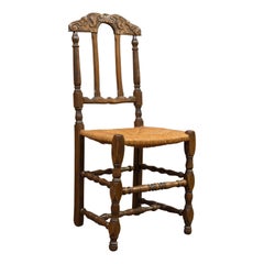 Set of 6 Antique Dining Chairs, French, Beech, Country Kitchen Suite, circa 1900
