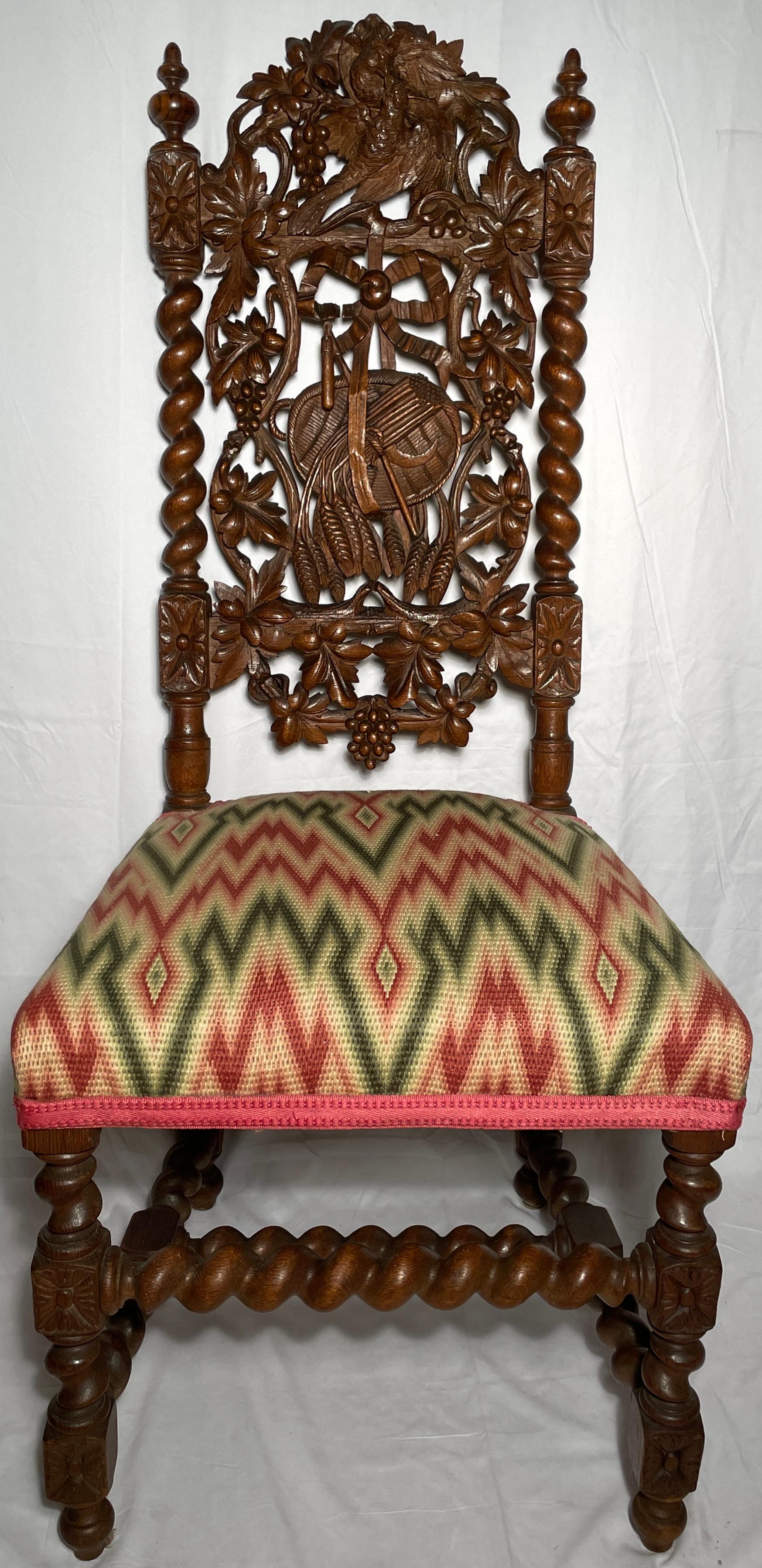Set of 6 Antique English Carved Oak Dining Chairs, Circa 1880 For Sale 8