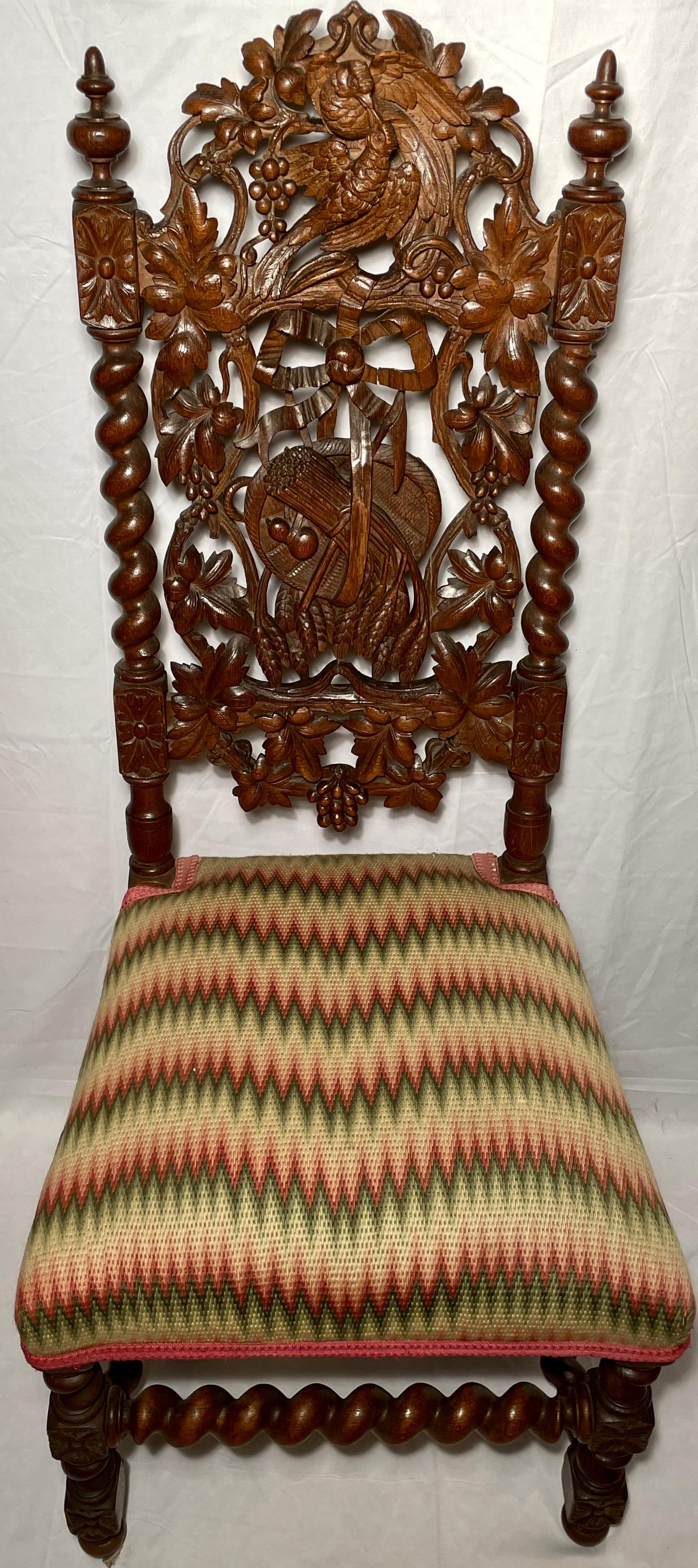 Set of 6 Antique English Carved Oak Dining Chairs, Circa 1880 In Good Condition For Sale In New Orleans, LA
