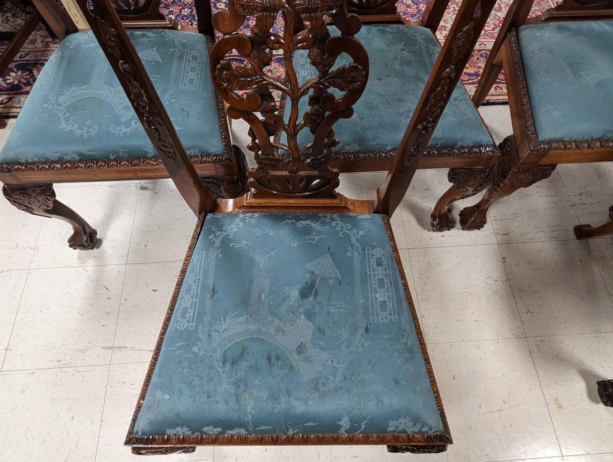 20th Century Set of 6 Antique English Chippendale Dining Chairs, Mahogany