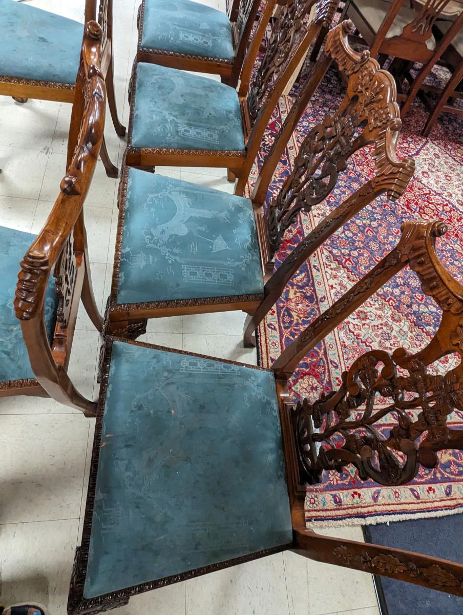 Set of 6 Antique English Chippendale Dining Chairs, Mahogany 1