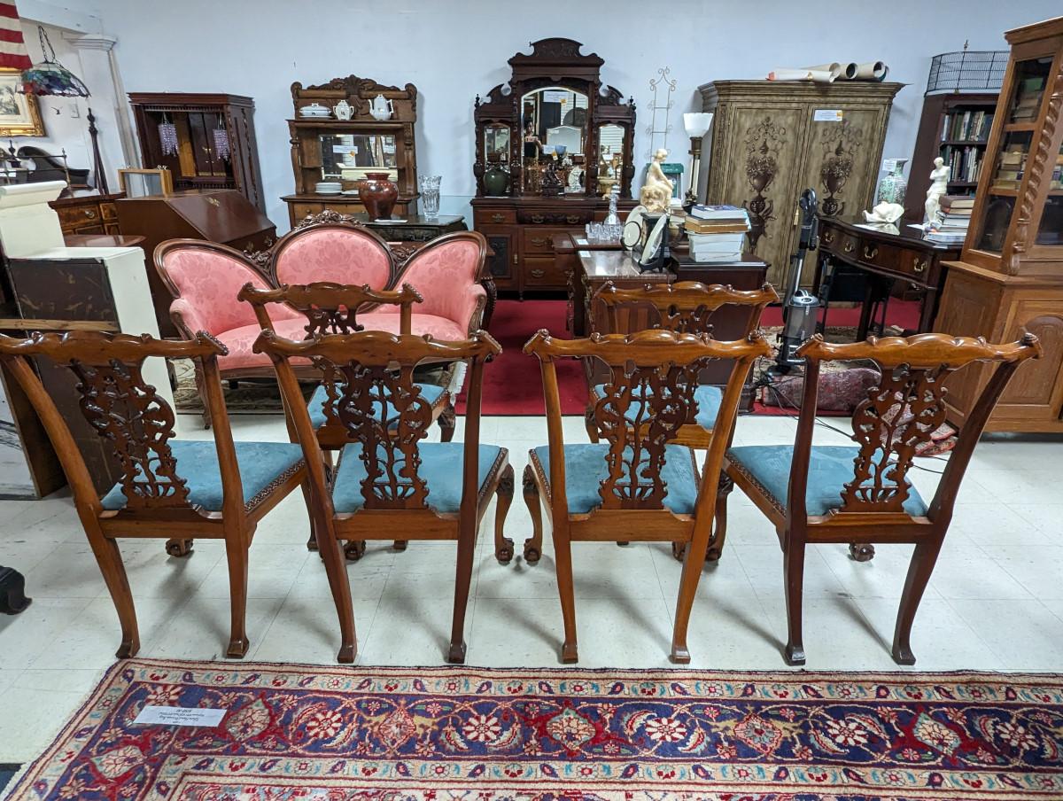 Set of 6 Antique English Chippendale Dining Chairs, Mahogany 3
