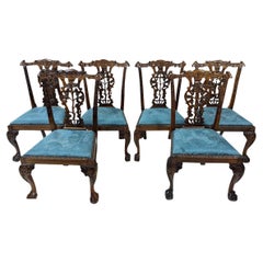 Set of 6 Antique English Chippendale Dining Chairs, Mahogany