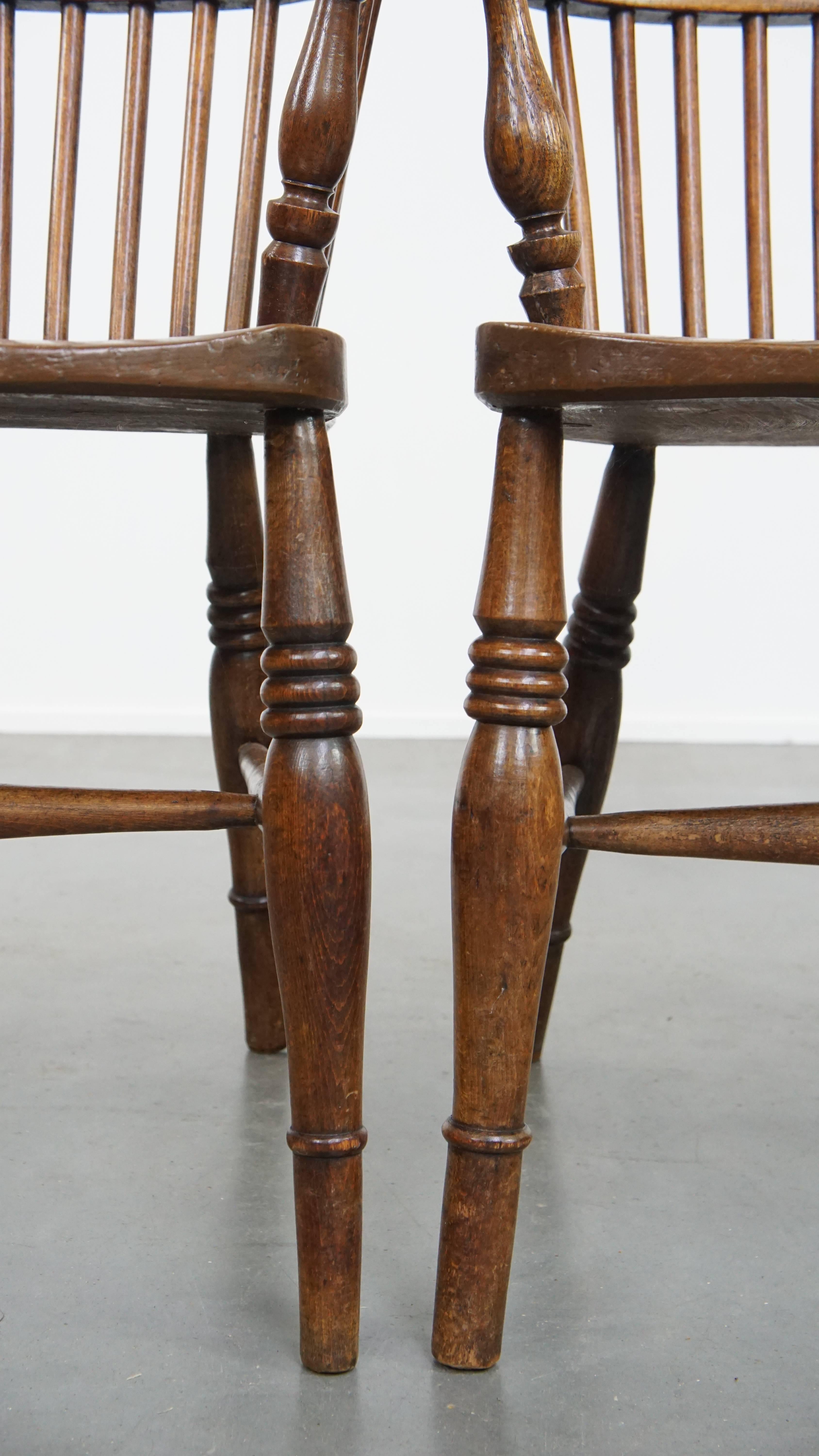 Set of 6 Antique English Windsor Chairs from the 19th Century Made of Elm For Sale 6
