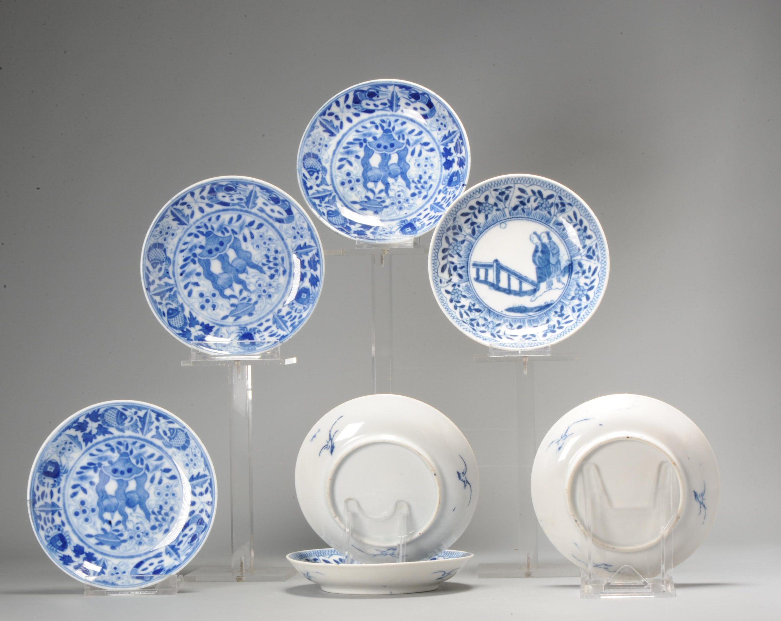 Very nice antique mosa plates from ca 1900. In Kangxi style.

Additional information:
Material: Porcelain & Pottery
Type: Plates
Color: lue & White
Region of Origin: Europe
Period: 20th century
Age: ca 1900
Condition: 1 dish with some frits/chips, 1