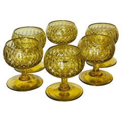 Set of 6 Antique Frederick Carder for Steuben Yellow Crystal Desert Compotes