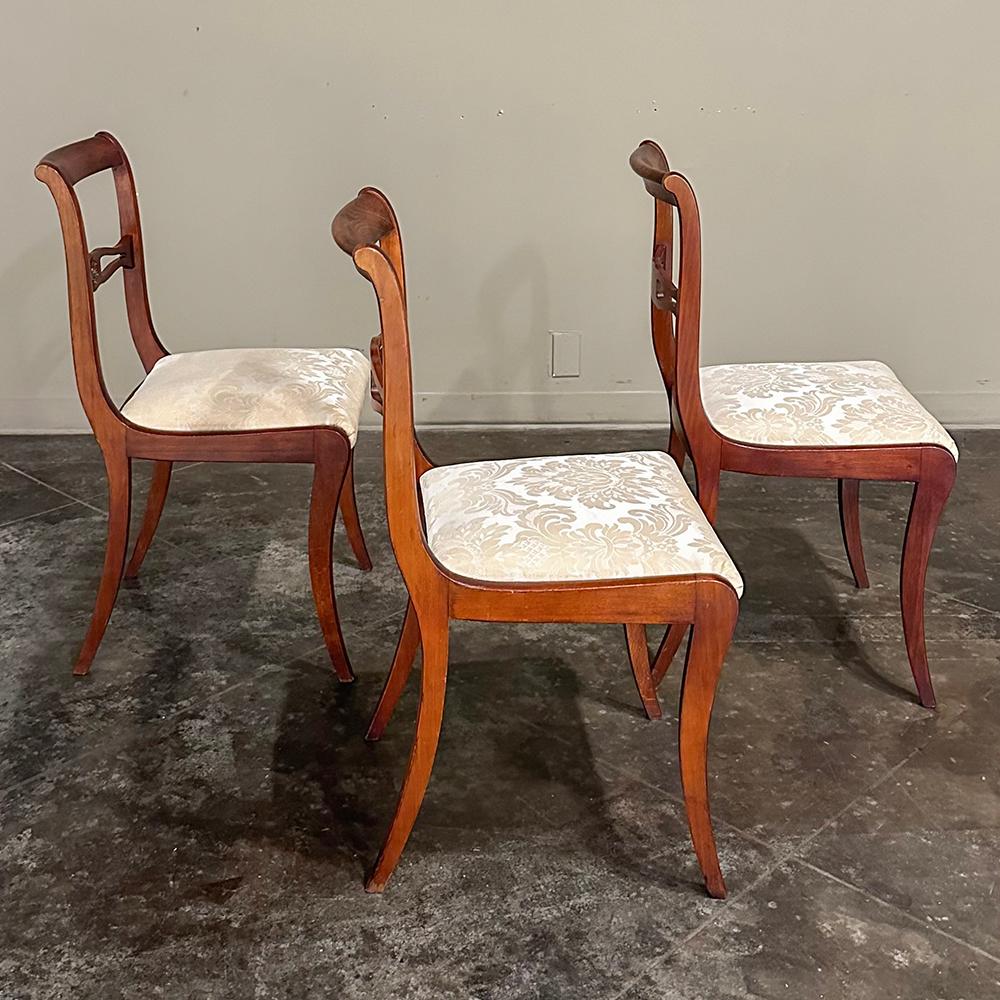 Set of 6 Antique French Empire Revival Mahogany Dining Chairs For Sale 8