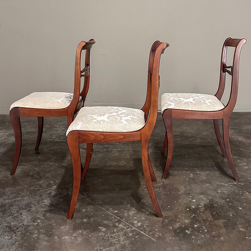 Set of 6 Antique French Empire Revival Mahogany Dining Chairs For Sale 9