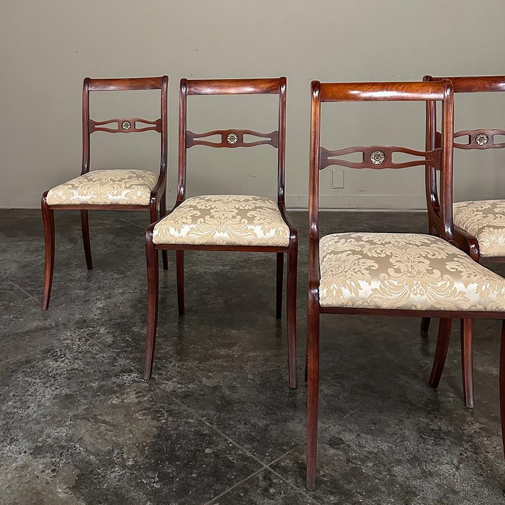 19th Century Set of 6 Antique French Empire Revival Mahogany Dining Chairs For Sale