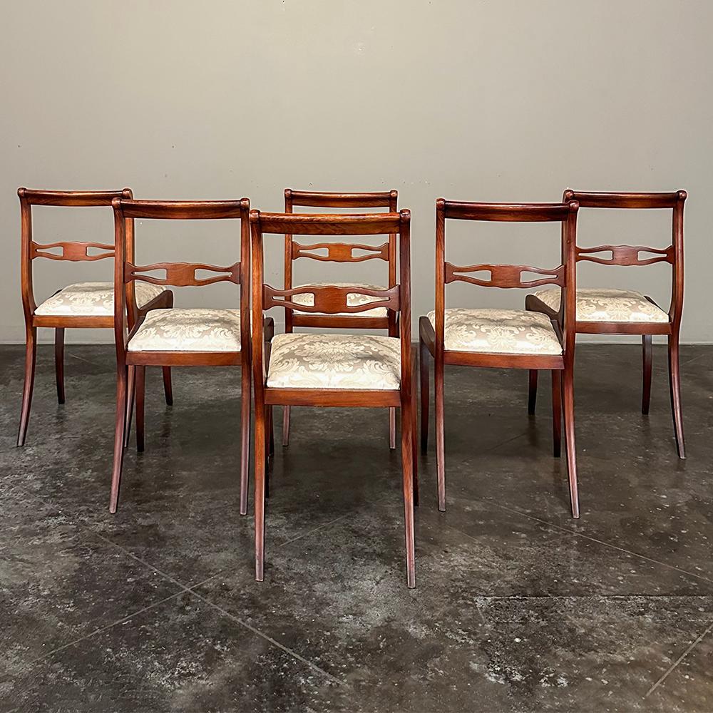 Bronze Ensemble de 6 chaises de salle à manger en acajou Antique Empire Revival français en vente