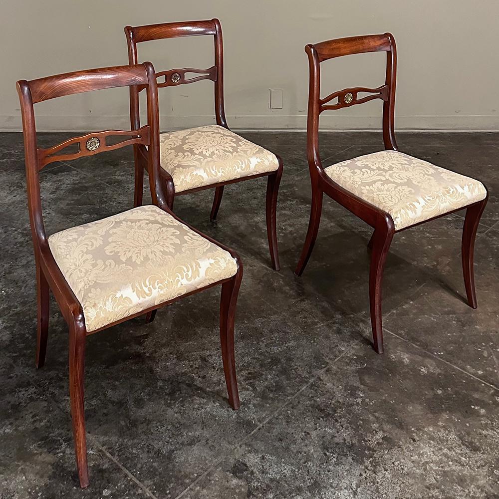 Set of 6 Antique French Empire Revival Mahogany Dining Chairs For Sale 2