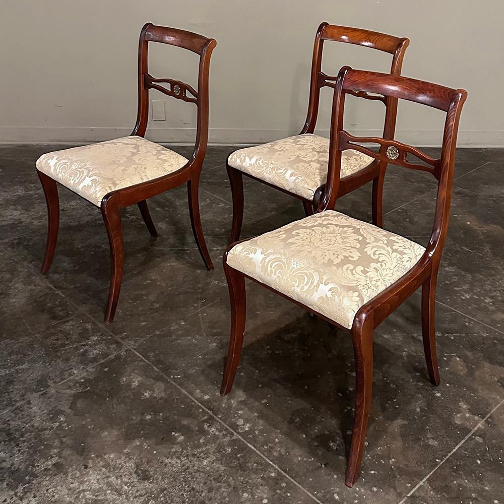 Set of 6 Antique French Empire Revival Mahogany Dining Chairs For Sale 3