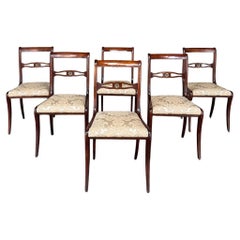 Set of 6 Used French Empire Revival Mahogany Dining Chairs