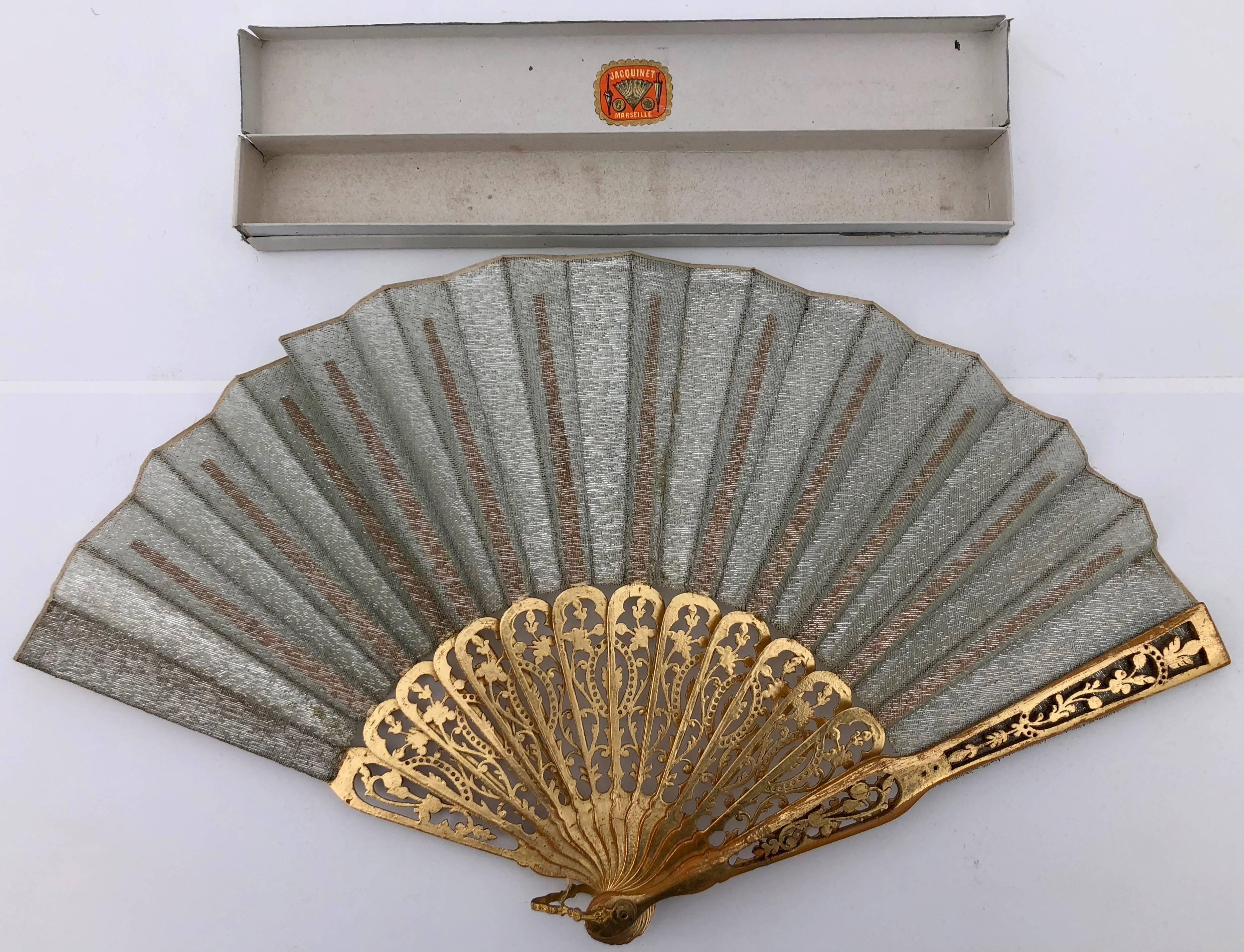 19th Century Set of 6 Antique French Fans Hand Painted on Lace & Wood, Boxes, 1800s-1900s For Sale