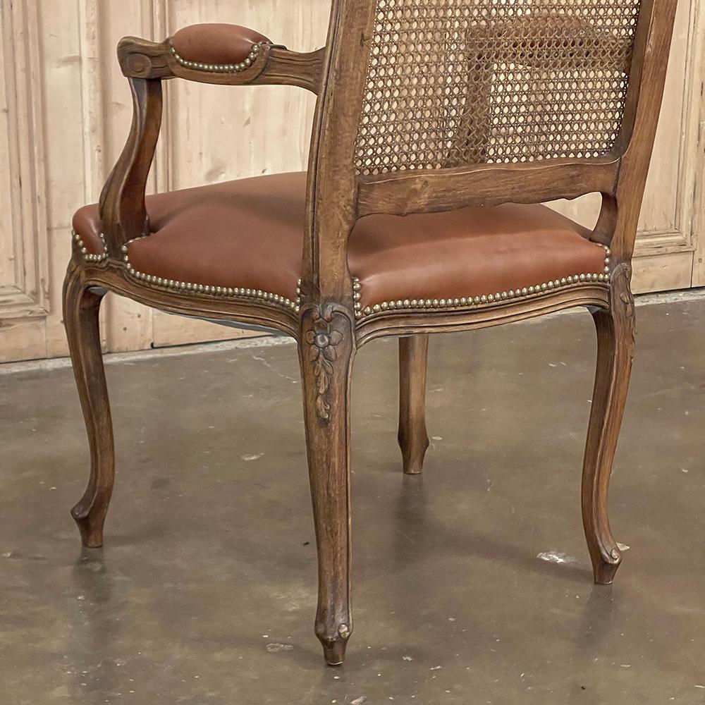 Set of 6 Antique French Louis XV Fruitwood Dining Chairs includes 2 Armchairs For Sale 6