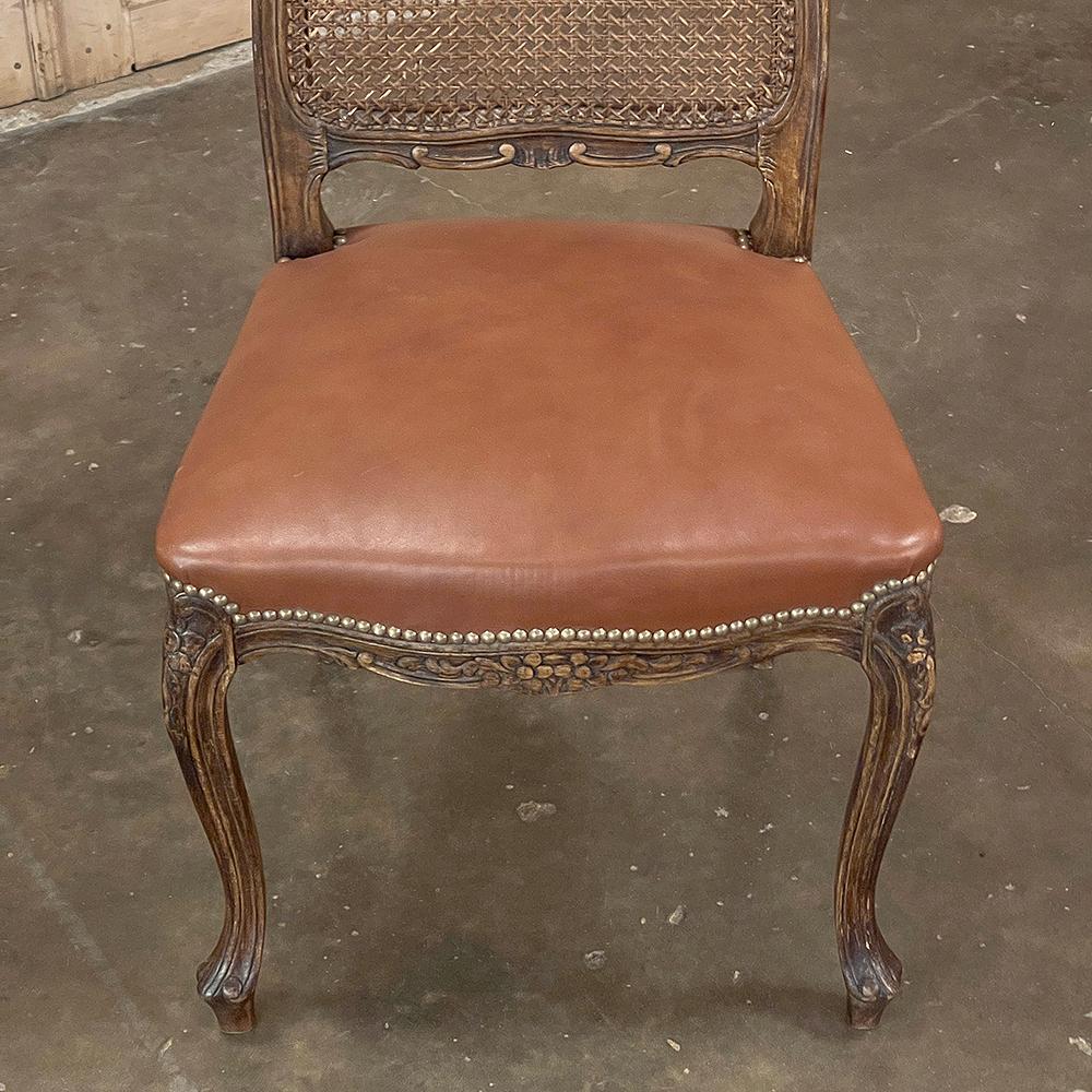 Set of 6 Antique French Louis XV Fruitwood Dining Chairs includes 2 Armchairs For Sale 10