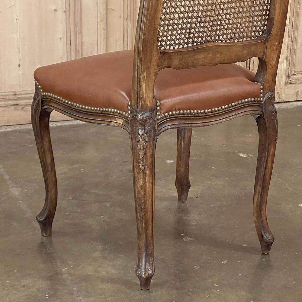Set of 6 Antique French Louis XV Fruitwood Dining Chairs includes 2 Armchairs For Sale 14
