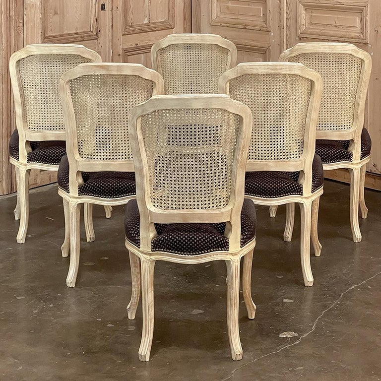20th Century Set of 6 Antique French Louis XV Painted Dining Chairs For Sale