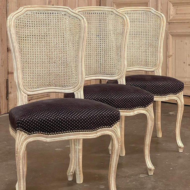 Set of 6 Antique French Louis XV Painted Dining Chairs For Sale 2