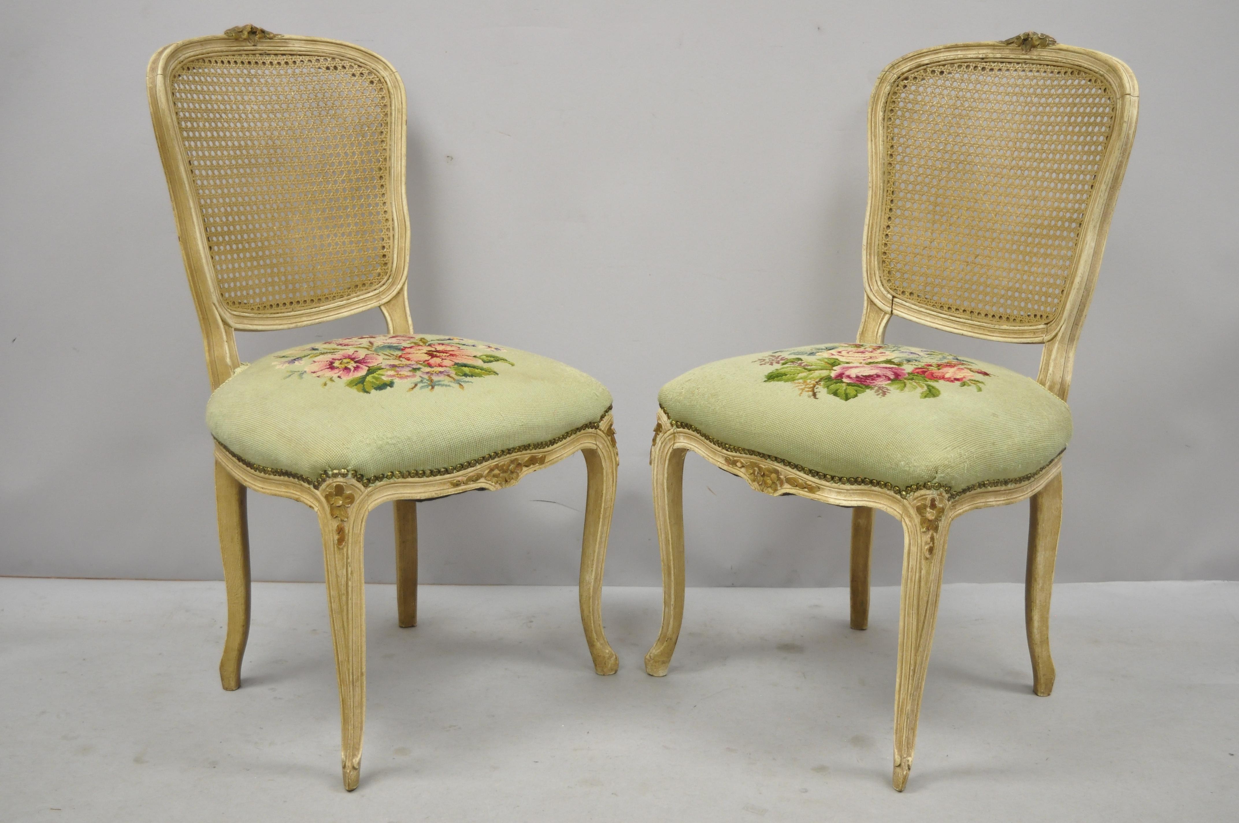 Set of 6 Antique French Louis XV Style Victorian Cane Back Dining Side Chairs 5