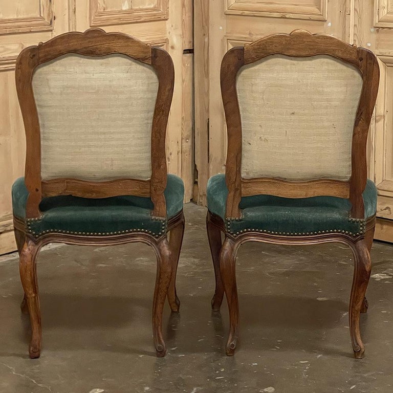 Set of 6 Antique French Louis XV Walnut Dining Chairs For Sale 4