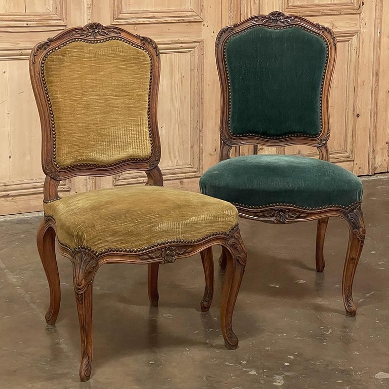 Set of 6 Antique French Louis XV Walnut Dining Chairs For Sale 5