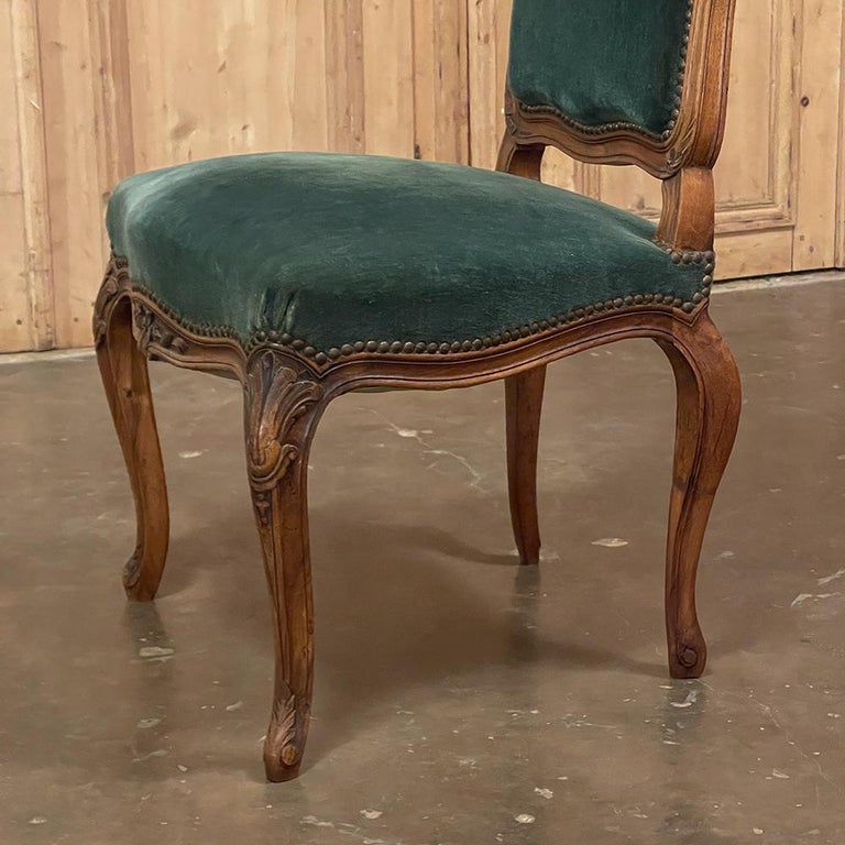 Set of 6 Antique French Louis XV Walnut Dining Chairs For Sale 10