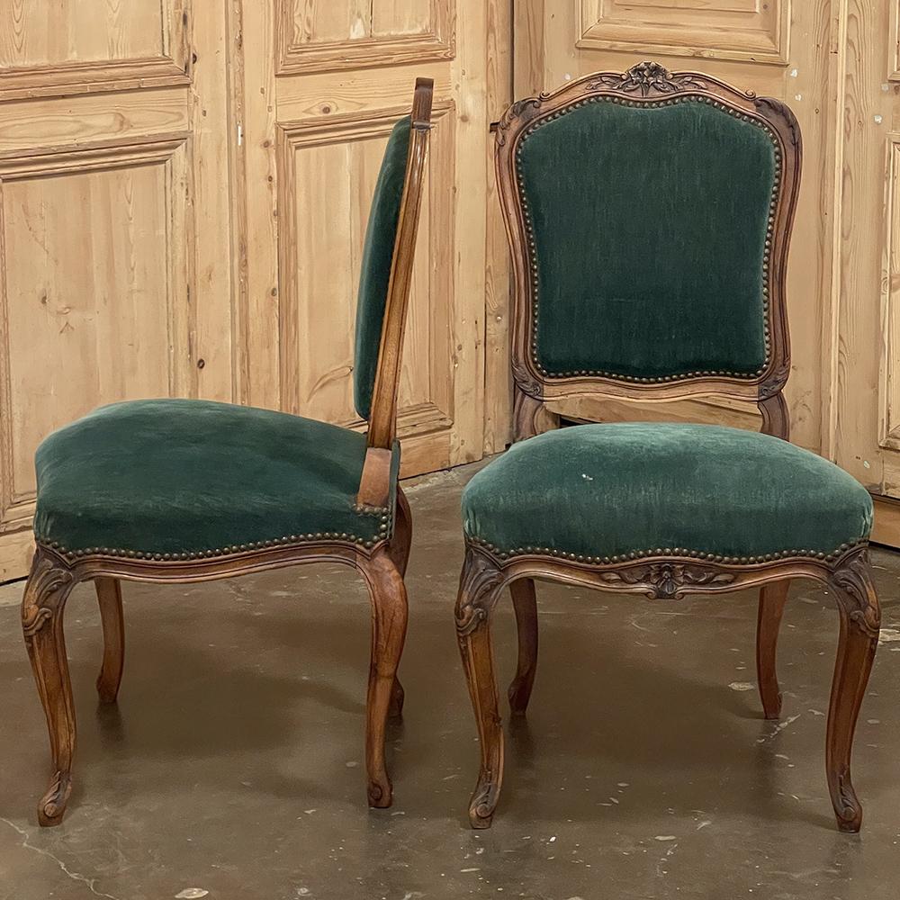 Set of 6 Antique French Louis XV Walnut Dining Chairs 2