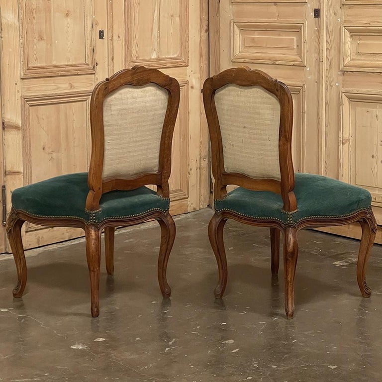 Set of 6 Antique French Louis XV Walnut Dining Chairs For Sale 3