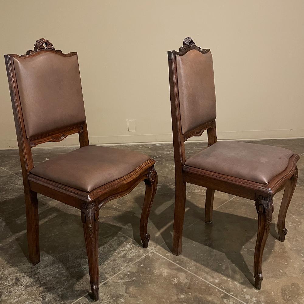 Ensemble de 6 chaises de salle à manger françaises anciennes de style Louis XVI en vente 3