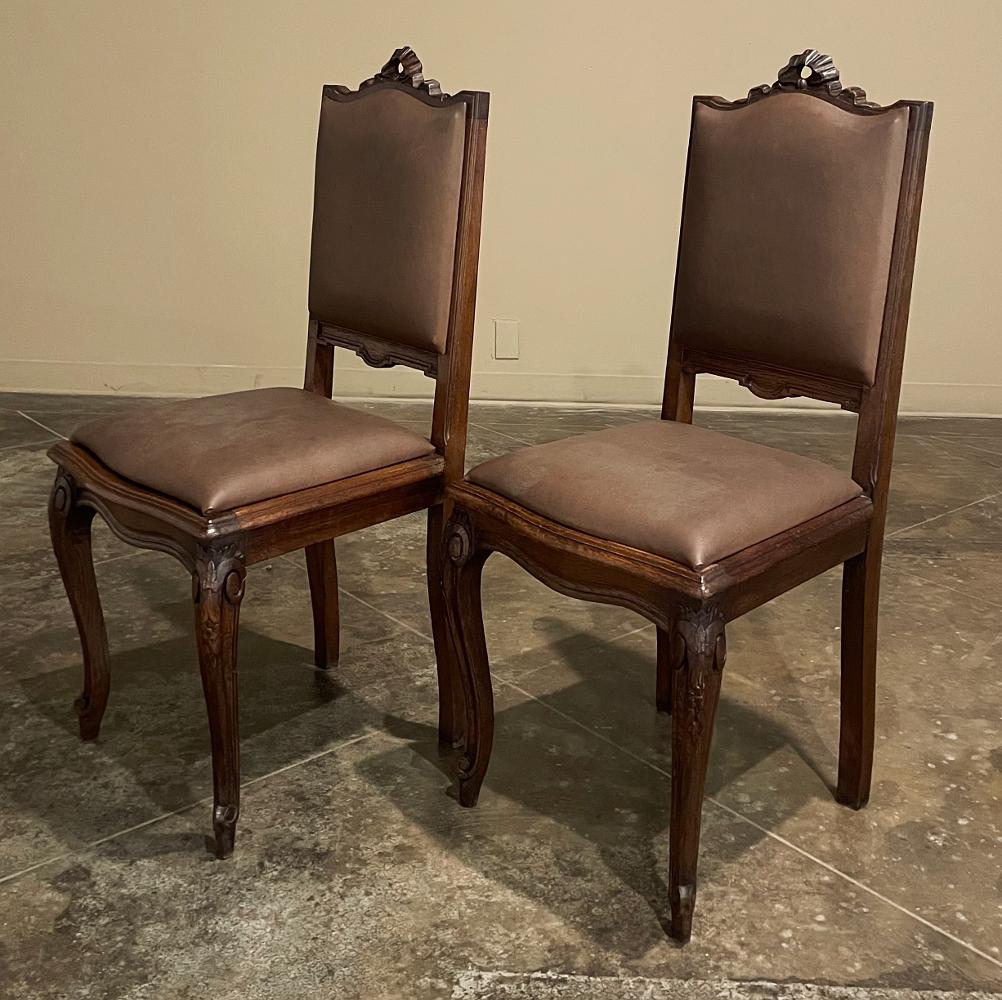 Ensemble de 6 chaises de salle à manger françaises anciennes de style Louis XVI en vente 6