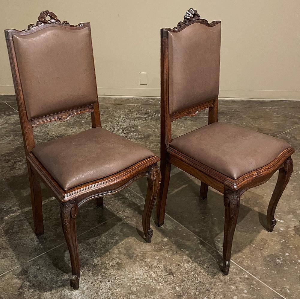 Ensemble de 6 chaises de salle à manger françaises anciennes de style Louis XVI en vente 7